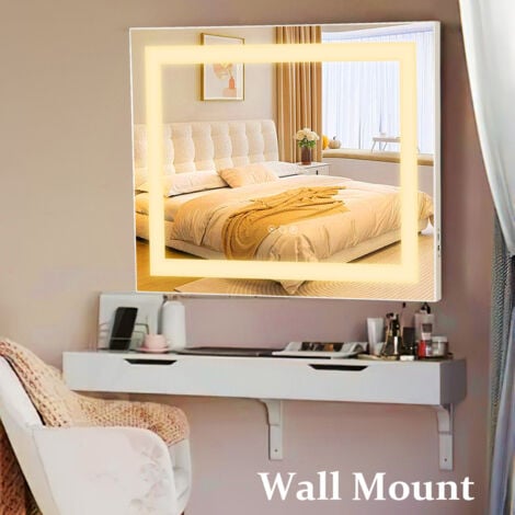 FENCHILIN Hollywood Mirror Vanity Mirror with Lights LED Lightstrip USB Port 3 Lighting Modes Vanity Mirror Makeup Mirror with Lights10x Magnifying Glass Touchscreen for Dressing Table 58x46cm