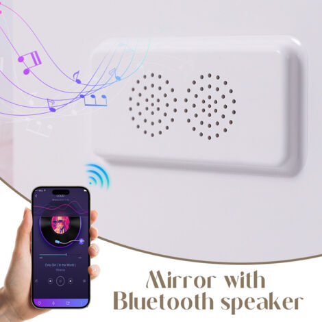 FENCHILIN Makeup Mirror with Bluetooth Speaker, 30cm x 41cm Vanity Mirror with LED Lights, Smart Touch Controls for Gorgeous Rooms and Bedrooms, Detachable 10x Magnifying Mirror, White