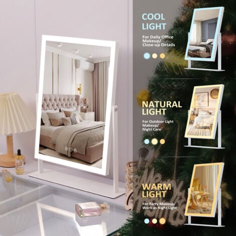 FENCHILIN 30 cm X 41 cm Adjustable Three Lights Makeup Mirror with Lights, Lighted LED Vanity Mirror with Smart Touch Controls for Gorgeous Rooms and Bedrooms, Detachable 10x Magnifying Mirror