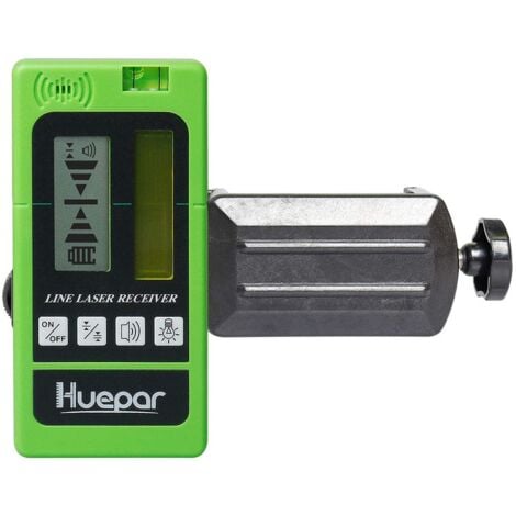 Huepar LR-5RG Laser Detector for Pulse Lasers, Digital Green and Red Laser Receiver, Use with Line Lasers, Distance up to 50-60m, with Backlit LCD Screens on Both Sides (Only Compatible with 5:5 Laser
