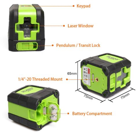 Huepar Cross Line Laser - DIY Self-Leveling Green Beam Horizontal and Vertical Line Laser Level with 100 Ft Visibility, Bright Laser with Magnetic Pivoting Base and Laser Target -9011G