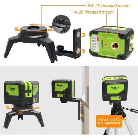 Huepar DIY Cross Line Green Beam Laser Level With 2 Dots Vertical Horizontal Self Leveling-Huepar 9211G