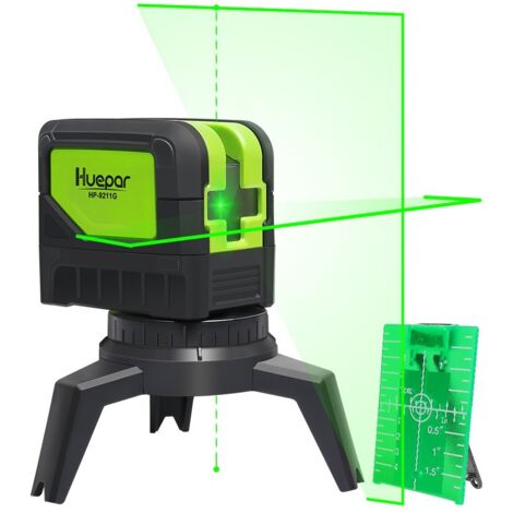 Nivel láser de haz verde de línea cruzada Huepar DIY con 2 puntos autonivelantes verticales y horizontales - Huepar 9211G