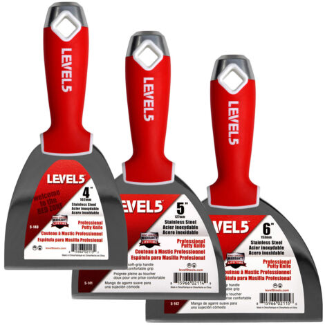 LEVEL5 Flex-Trockenbau-Kelle 35,6 Cm – Gebogen, 0,5 Mm Edelstahlklinge, Mit Schlagfestem Griff