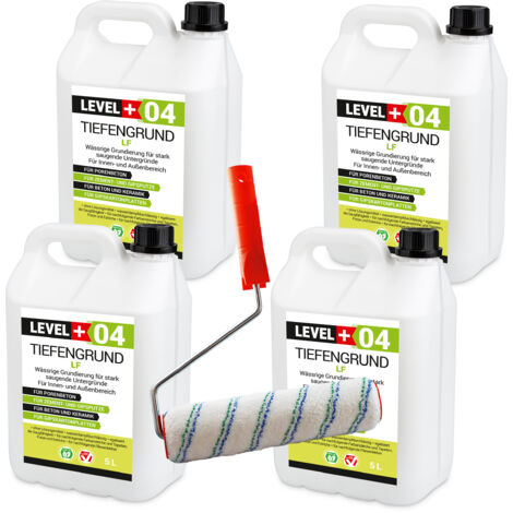 LEVEL+ Grundierung Acryl Tiefgrund 20L + Farbroller 25cm L+04