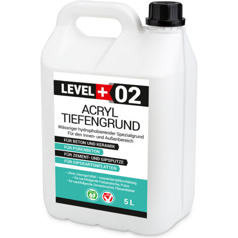 LEVEL+ Acryl Tiefengrund Grundierung Zement Gipsputz L+02 - 5L