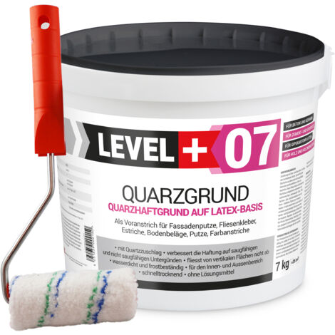 LEVEL+ Quarzgrund Grundierung Putzhaftgrund Holz OSB 7KG + Farbroller 10cm L+07
