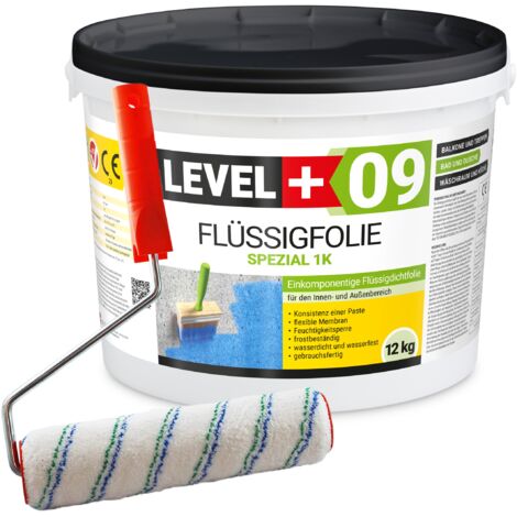 LEVEL+ Flüssigfolie Dichtfolie Flex L+09 - 12kg + Farbroller
