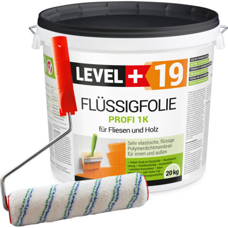 LEVEL+ Flüssigfolie Dichtfolie Holz L+19 - 20KG + Farbroller