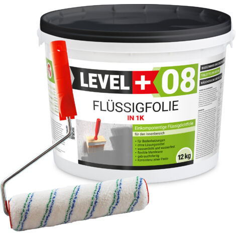 LEVEL+ Flüssigfolie 12kg Dichtfolie Bad + Farbroller L+08