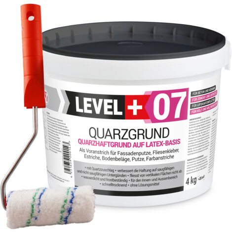 LEVEL+ Quarzgrund Grundierung Putzhaftgrund Holz OSB 4KG + Farbroller 10cm L+07