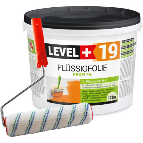 LEVEL+ Flüssigfolie Dichtfolie Holz L+19 - 12KG + Farbroller