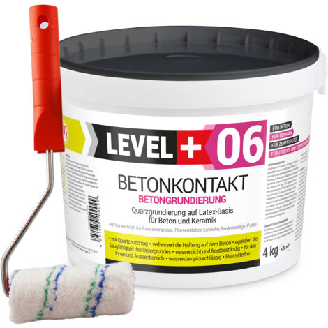 LEVEL+ Betonkontakt Putzgrund 4Kg Holz OSB + Farbroller L+06