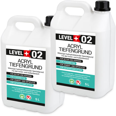 LEVEL+ Acryl Tiefengrund Grundierung Zement Gipsputz L+02 - 10L