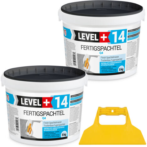 LEVEL+ Fertigspachtel Spachtelmasse L+14 - 2x5KG + Glattspachtel