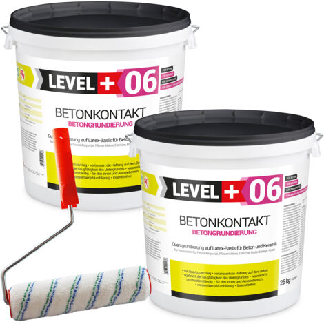 LEVEL+ Betonkontakt Putzgrund 50Kg Holz OSB + Farbroller L+06