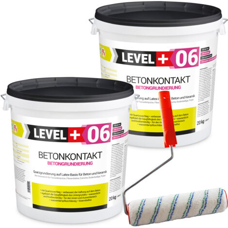 LEVEL+ Betonkontakt Putzgrund 40Kg Holz OSB + Farbroller L+06