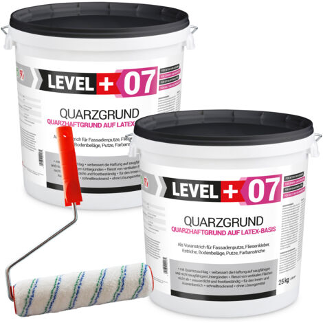 LEVEL+ Quarzgrund Grundierung Putzhaftgrund Holz OSB 50KG + Farbroller 25cm L+07
