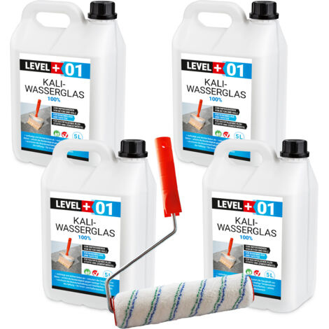 LEVEL+ Kaliwasserglas 20L Unverdünnt + Farbroller 25cm L+01