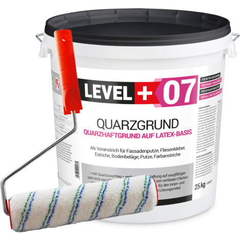 LEVEL+ Quarzgrund Grundierung Putzhaftgrund Holz OSB 25KG + Farbroller 25cm L+07