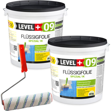 LEVEL+ Flüssigfolie Dichtfolie Flex L+09 - 40kg + Farbroller