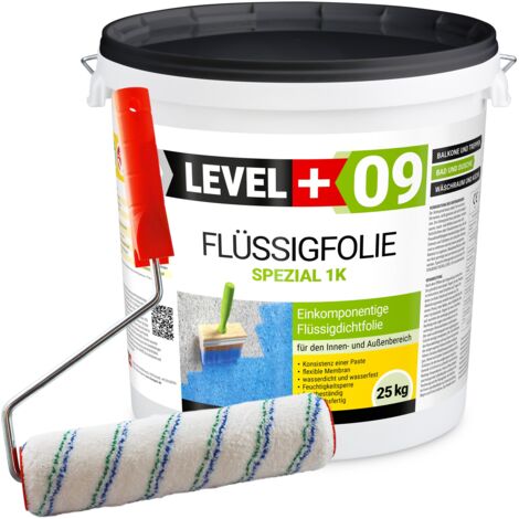 LEVEL+ Flüssigfolie Dichtfolie Flex L+09 - 25kg + Farbroller