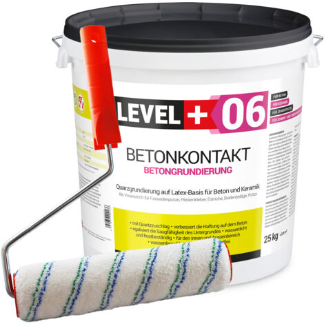 LEVEL+ Betonkontakt Putzgrund 25Kg Holz OSB + Farbroller L+06