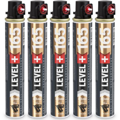 LEVEL+ Gaskartusche 165mm 80ml Fuel Cell Ersatzgas für Nagler L+165 ROT - 5 St.