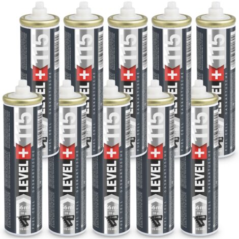 LEVEL+ Gaskartusche für Gasnagler 115mm 56ml Fuel Cell L+115 - 10 St.
