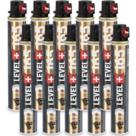 LEVEL+ Gaskartusche 165mm 80ml Fuel Cell Ersatzgas für Nagler L+165 ROT - 10 St.