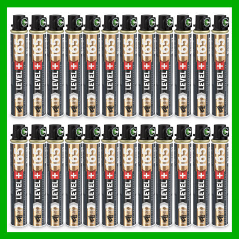 LEVEL+ Gaskartusche 165mm 80ml Fuel Cell Ersatzgas für Nagler L+165 GRÜN - 24 St.