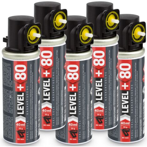LEVEL+ Gaskartusche 80mm 40ml Fuel Cell Ersatzgas für Stiftnagler L+80 - 5 St.