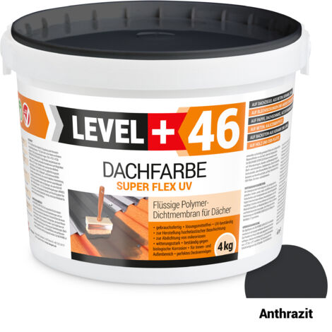 LEVEL+ Dachfarbe elastische Dicht-Polymermembrane  L+46 ANTHRAZIT - 4KG