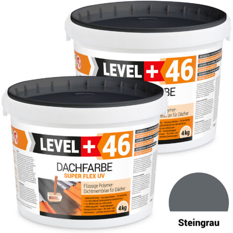 LEVEL+ Dachfarbe Sockelfarbe elastische Dicht-Polymermembrane L+46 STEINGRAU - 8KG