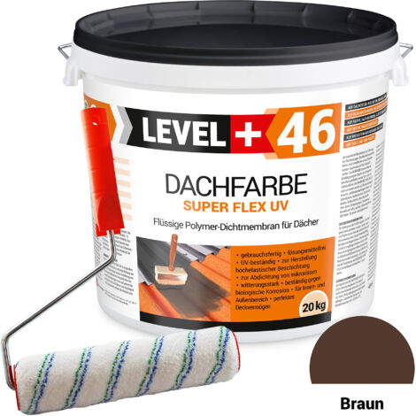 LEVEL+ Dachfarbe Sockelfarbe elastische L+46 BRAUN - 20KG + Farbroller 25cm