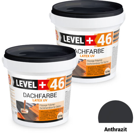LEVEL+ Dachfarbe Sockelfarbe elastische Dicht-Polymermembrane  L+46 ANTHRAZIT - 3KG