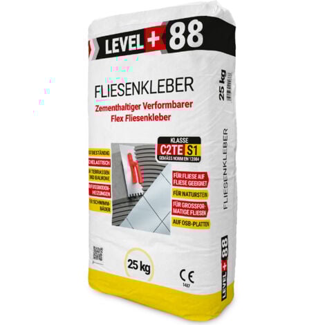 LEVEL+ Fliesenkleber Flexkleber Flexmörtel Naturstein Fliesen L+88 25KG