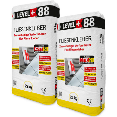 LEVEL+ Fliesenkleber Flexkleber Flexmörtel Naturstein Fliesen L+88 - 50KG