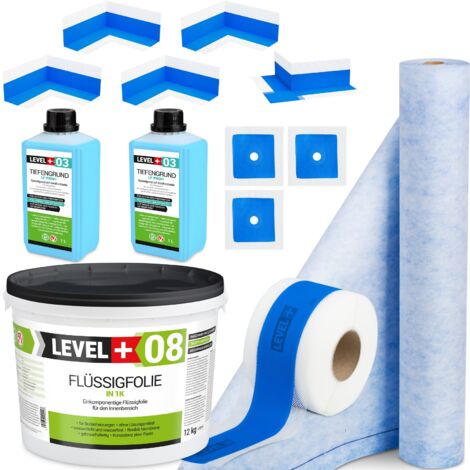 LEVEL+ Dichtset für Duschabdichtung Bad Dichtband Flüssigfolie 12kg SET340