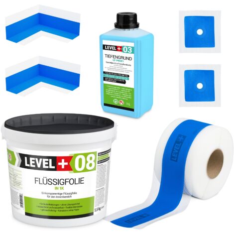 LEVEL+ Dichtset für Duschabdichtung Bad Dichtband Flüssigfolie 5,5kg SET301