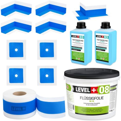 LEVEL+ Dichtset für Duschabdichtung Bad Dichtband Flüssigfolie 14kg SET325