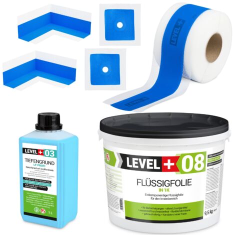 LEVEL+ Dichtset für Duschabdichtung Bad Dichtband Flüssigfolie 9,5kg SET323