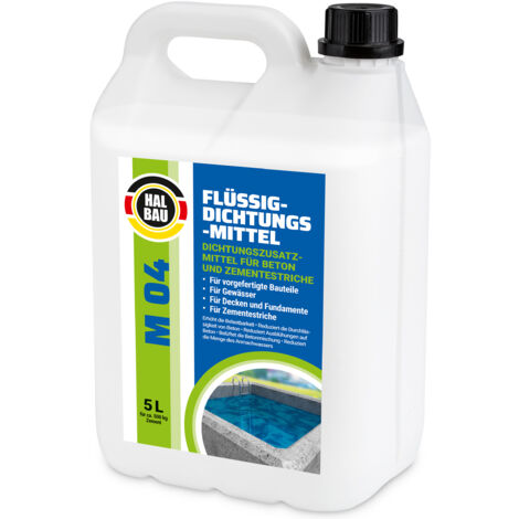 HALBAU Flüssiger Dichtungsmittel für Beton Zementestrich Mörtelzusatzmittel Plastifizierer M04 - 5L