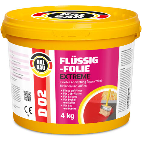 HALBAU Flüssigfolie Extreme Badabdichtung Dichtmembran Dichtfolie D02 - 4KG