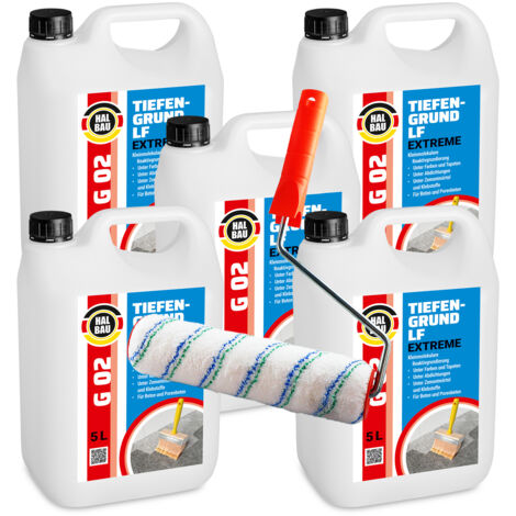 HALBAU Tiefengrund LF Extreme Kleinmolekulare Reaktivgrundierung G02 - 25L + Farbrolle 25cm