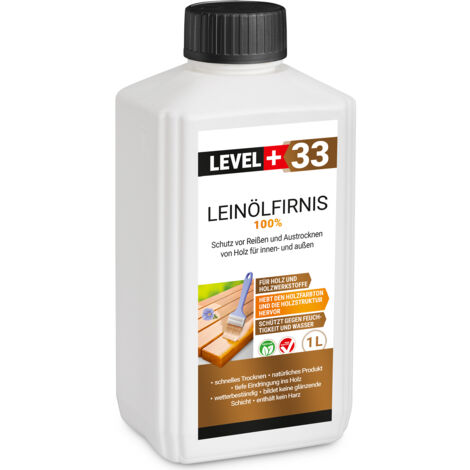 LEVEL+ Leinöl Firnis Holzschutz Lackfirnis Holzpflege Harzfrei L+33 - 1L (1/5)