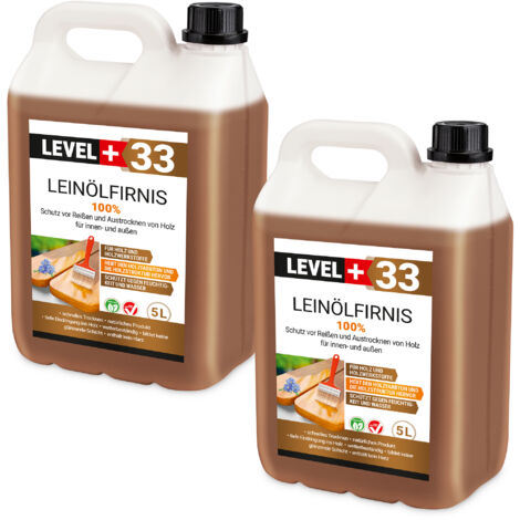 LEVEL+ Leinöl Firnis Holzschutz Lackfirnis Holzpflege Harzfrei L+33 - 10L