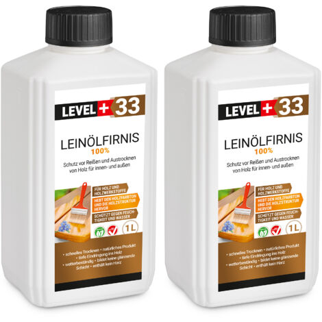 LEVEL+ Leinöl Firnis Holzschutz Lackfirnis Holzpflege Harzfrei L+33 - 2x1L
