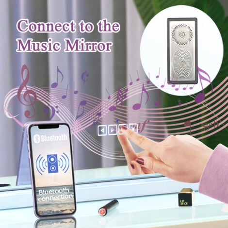 FENCHILIN Specchio illuminato Bluetooth di grandi dimensioni, 18 luci LED dimmer, specchio per il trucco con luce, specchio Hollywood specchio cosmetico con ingrandimento 10x specchio, specchio da tav