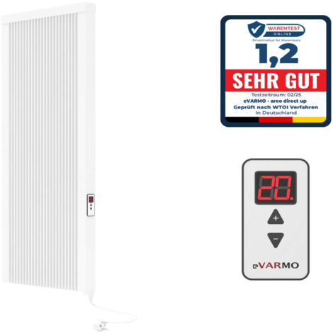 Elektroheizung areo direct up Flächenspeicherheizung 1500 Watt - simples Thermostat - Appsteuerung ohne Zusatzhardware möglich - hohe Flächenspeicherheizung von eVARMO